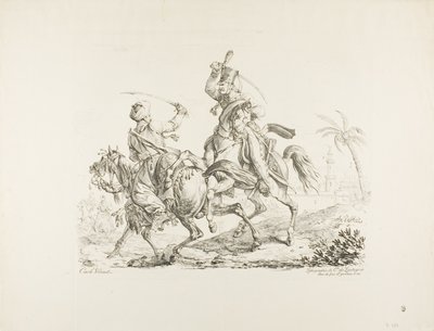 Hussard bir Memluk'u Kılıçla Öldürüyor by Carle Vernet