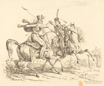 Bir Kazak Vurucu Hussar by Carle Vernet