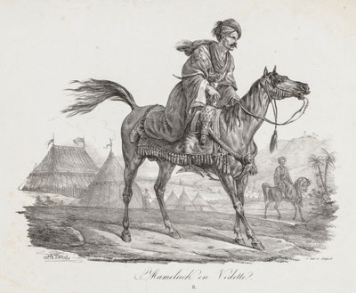 Büyük Atlar Takımı: Mounted Mameucke, c. 1818. by Carle Vernet