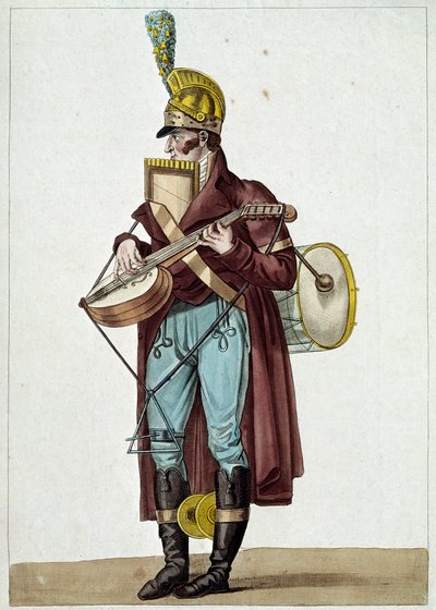Mösyö Ut la si, burjuva tiyatroları orkestrası (Sokak müzisyeni) (İllüstrasyon by Carle Vernet