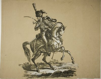 Kraliyet Muhafızları, Atlı Hussard and Horse, No. 6 by Carle Vernet