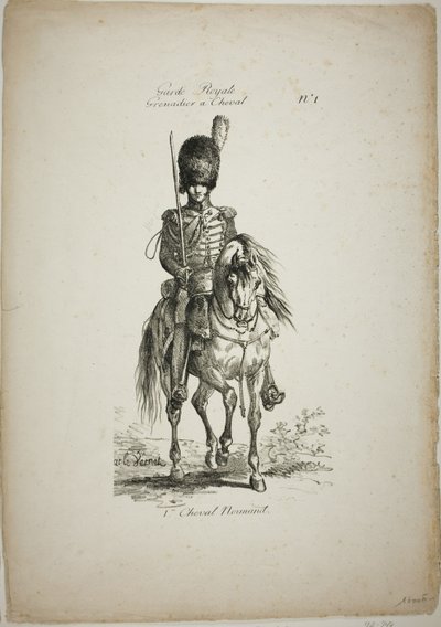 Kraliyet Muhafızı, Norman Atlı Grenadier ve At, No. 1 by Carle Vernet