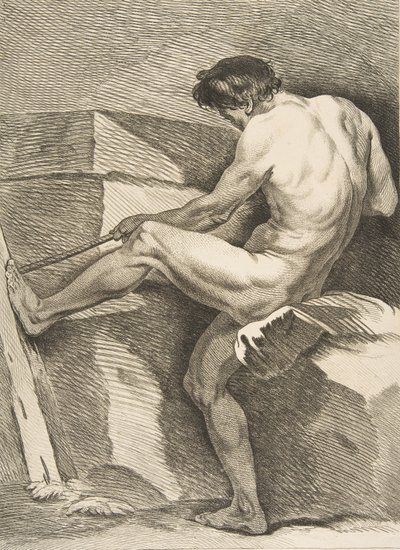 Bir Akademi: İp Çeken Adam, 1742-43. by Carle van Loo