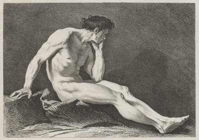 Kafası Elinde Oturan Adam by Carle van Loo
