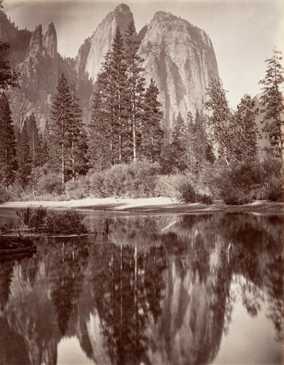 Katedral Kayalarının Ayna Görünümü, Yosemite, yaklaşık. 1872, basılmış yaklaşık. 1876. by Carleton E. Watkins.