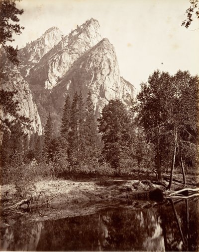 Üç Kardeş, Yosemite, yak. 1872, basılmış yaklaşık. 1876. by Carleton E. Watkins.