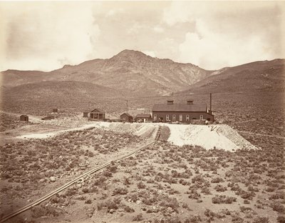 Sutro Tüneli Binaları, 1875, basılmış yaklaşık. 1876. by Carleton Emmons Watkins