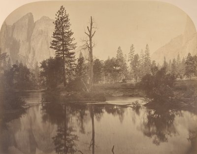 River View Down Valley, Katedral Kayası Solda, 1861. by Carleton Emmons Watkins