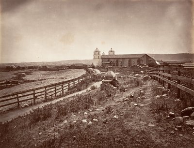 Santa Barbara ve Misyon Kilisesi, 1876, basılmış yaklaşık. 1876. by Carleton Emmons Watkins