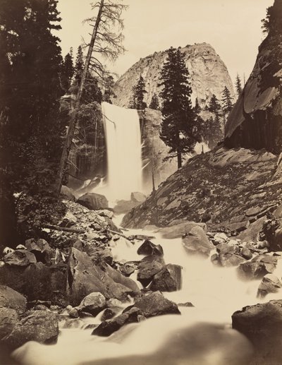 Vernal Fall, Yosemite, 1865-66, basılmış yakl. 1875. by Carleton Emmons Watkins