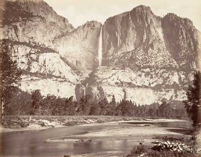 Yosemite Şelalesi, 2.634 fit, yaklaşık. 1872, basılmış yaklaşık. 1876. by Carleton Emmons Watkins
