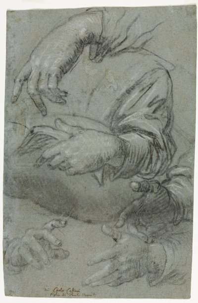 Eller recto çalışmaları, c. 1586. by Carletto Caliari