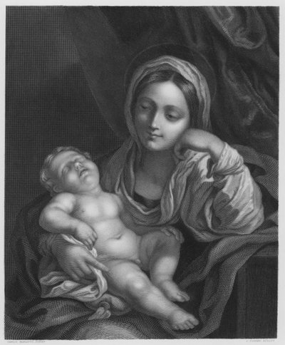Kraliyet Koleksiyonu'ndaki resimden Bakire ve Çocuk (gravür) by Carlo (after) Maratta or Maratti