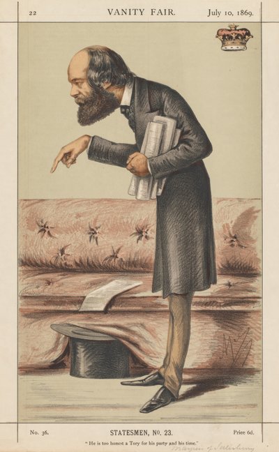 Vanity Fair: Devlet Adamı, No. 23 Partisi ve zamanı için fazla dürüst bir Muhafazakar, 1869. by Carlo