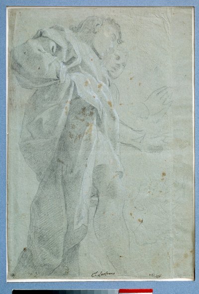 Perdeler ayakta duran iki adam Mürekkeple çizim ve Carlo Bononi (1569-1632) Dim. 0,27 x 0,39 m Paris. Louvre müzesi by Carlo Bononi