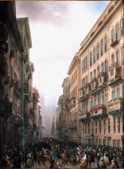 Milano caddesindeki karnaval (tuval üzerine yağlı boya, 1847 dolayları) by Carlo Bossoli
