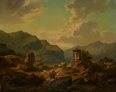 Bir göl ile dağ manzarası by Carlo Brioschi