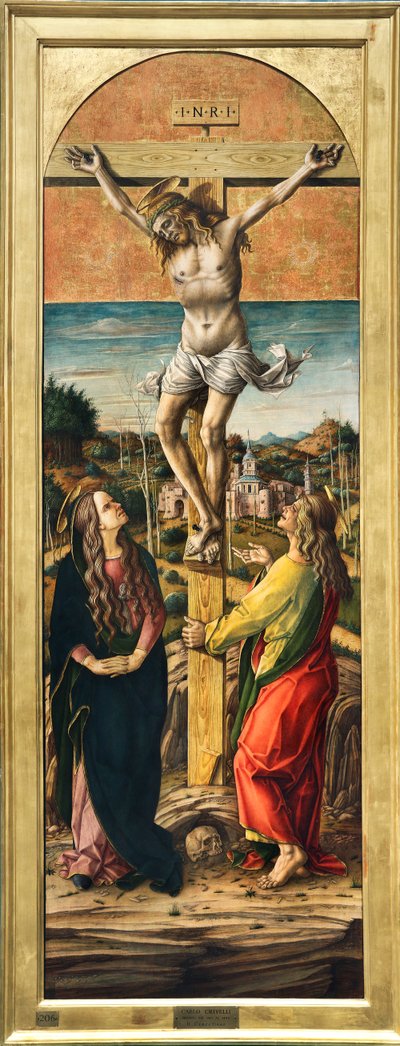 Meryem Ana ve Evangelist Aziz John ile Çarmıha Gerilme by Carlo Crivelli
