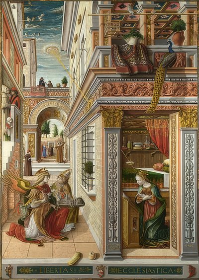 Aziz Emidius ile Müjde. 1486 by Carlo Crivelli