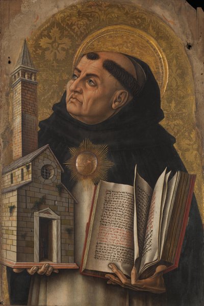Aziz Thomas Aquinas 1476 (kavak üzerinde tempera) by Carlo Crivelli