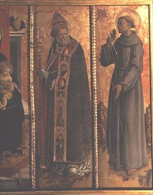 Aziz Sylvester ve Aziz Francis, San Silvestro poliptiğinden detay by Carlo Crivelli