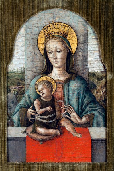 The Virgin and Child par Crivelli, Carlo (c. 1435-c. 1495). Panelde tempera, boyut: 28x18, ca 1455, Cini Foundation, Venedik by Carlo Crivelli