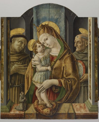 Azizler ve Donörlü Bakire ve Çocuk, c.1490 (panelde tempera ve altın varak) by Carlo Crivelli