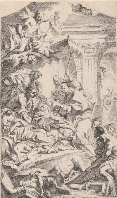 Saint Charles vebalılara komünyon veriyor, 1725-75. by Carlo Innocenzo Carloni