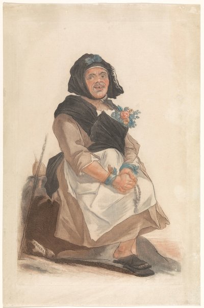 Als vrouw verklede adam rozenkrans, zittend Basana ile tanıştı (nesne üzerindeki başlık) by Carlo Lasinio