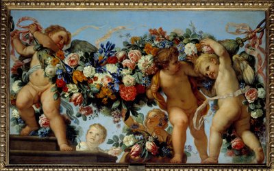 Aşk ve Çiçeklerin Çelenkleri Carlo Maratta (1625-1713) tarafından 17. yüzyıl Güneşi. 1,06x1,73 m by Carlo Maratta or Maratti