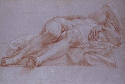 Sisera Figürü Çalışması, kağıt üzerinde tebeşir, c.1680: Roma, Aziz Petrus