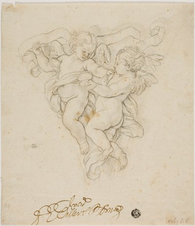 İki Puttili Spandrel Süsleme by Carlo Maratti