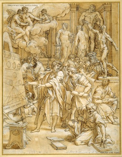 The School of Design (yıkama ve guaj ile kalem ve mürekkep, tebeşir üzerine, kağıt üzerine) by Carlo Maratti