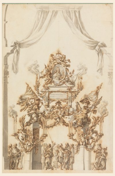 Sardunyalı Charles Emanuel III için Katafalk Tasarımı by Carlo Marchionni