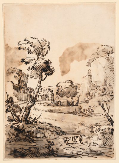 Çizim, Pastoral Bir Manzara, 1760-1780 by Carlo Marchionni