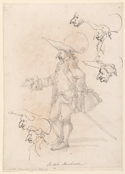 Çizim, Karikatürler, yaklaşık 1725-75 by Carlo Marchionni