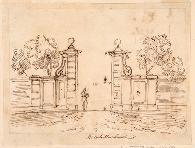 Çizim, Bir Villa Kapısı için Tasarım, 1750-55 by Carlo Marchionni