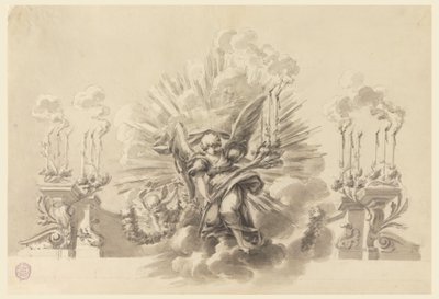 Çizim, Bir tören dekorasyonu için tasarım, yaklaşık 1760 by Carlo Marchionni