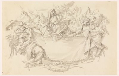 Çizim, Yazıt yeri olarak bir kumaş tasarımı, 1750-86 by Carlo Marchionni