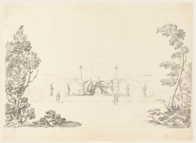 Çizim, Parkta Bir Çeşme İçin Eskiz, 1740 by Carlo Marchionni