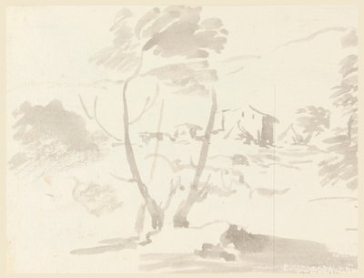 Çizim, Manzara İçinde Ağaç Krokisi, 1760-1780 by Carlo Marchionni
