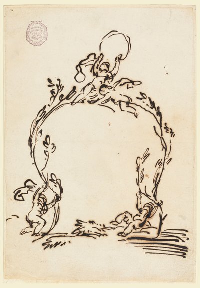 Çizim, Bir kartuş taslağı, 1760-80 by Carlo Marchionni