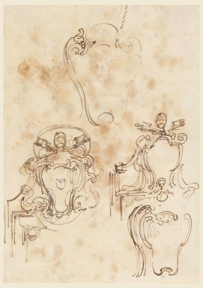 Çizim, Çerçeveler ve Kolonlar için Eskizler, 1758-69 by Carlo Marchionni