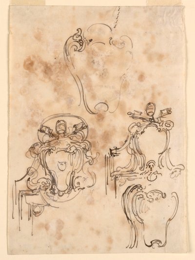 Çizim, Çerçeveler ve Kolonlar için Eskizler, 1758-69 by Carlo Marchionni