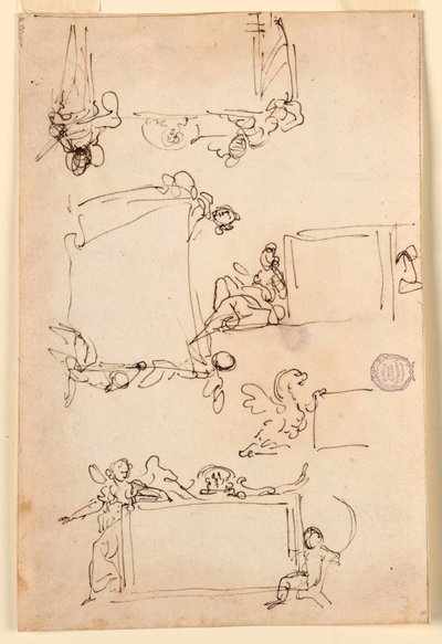 Çizim, Bir tablet için eskizler, yaklaşık 1750 by Carlo Marchionni