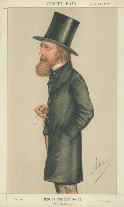 Alfred Tennyson, The Poet Laureate, 22 Temmuz 1871, Vanity Fair karikatürü by Carlo Pellegrini