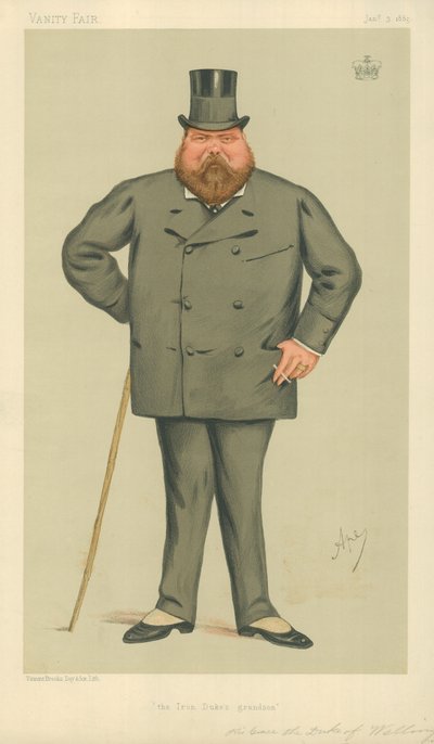 Ekselansları Wellington Dükü, Demir Dük'ün Torunu, 3 Ocak 1885, Vanity Fair karikatürü by Carlo Pellegrini