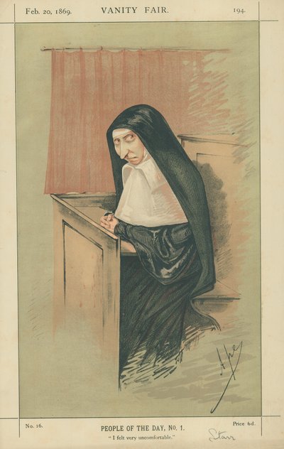 Bayan Starr, kendimi çok rahatsız hissettim, 20 Şubat 1869, Vanity Fair çizgi filmi by Carlo Pellegrini