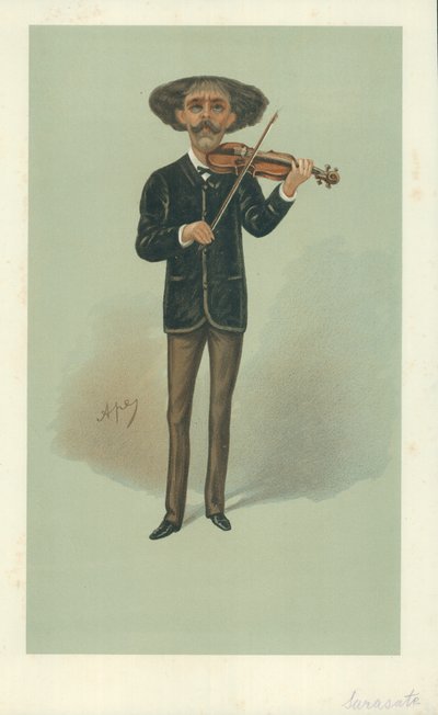 Senor Pablo Martin Meliton Sarasate, 25 Mayıs 1889, Vanity Fair karikatürü by Carlo Pellegrini