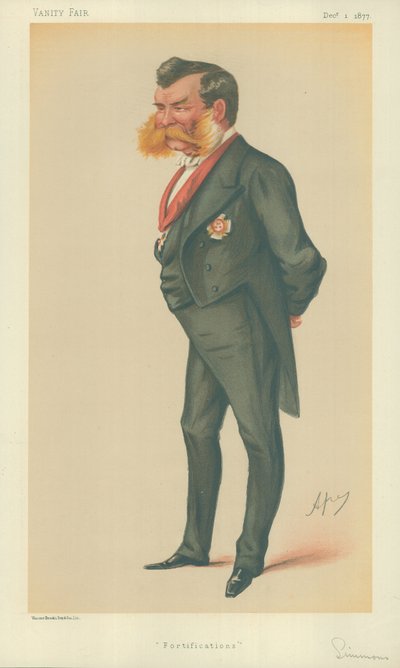 Sir John Lintorn Arabin Simmons, Tahkimatlar, 1 Aralık 1877, Vanity Fair karikatürü by Carlo Pellegrini